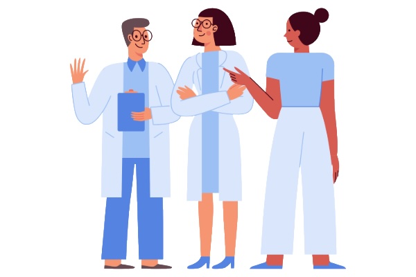 illustration of three people in medical clothing