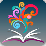 BrowZine logo, open book with multicolor scrolls shapes above