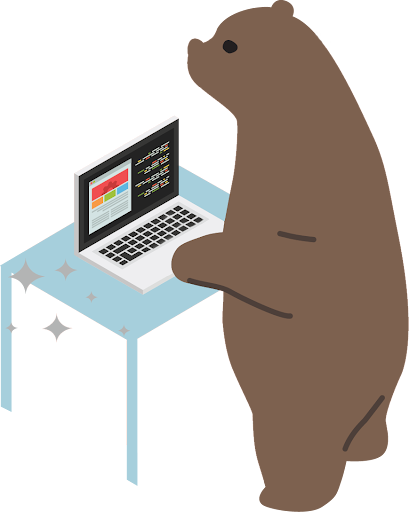 cartoon bruno using a laptop