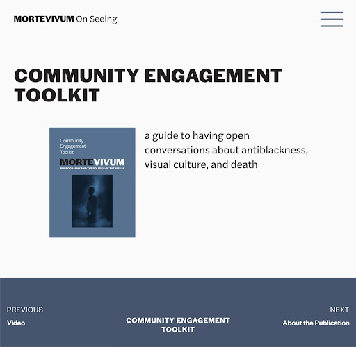screenshot of landing page for community engagement toolkit with image of paper book cover