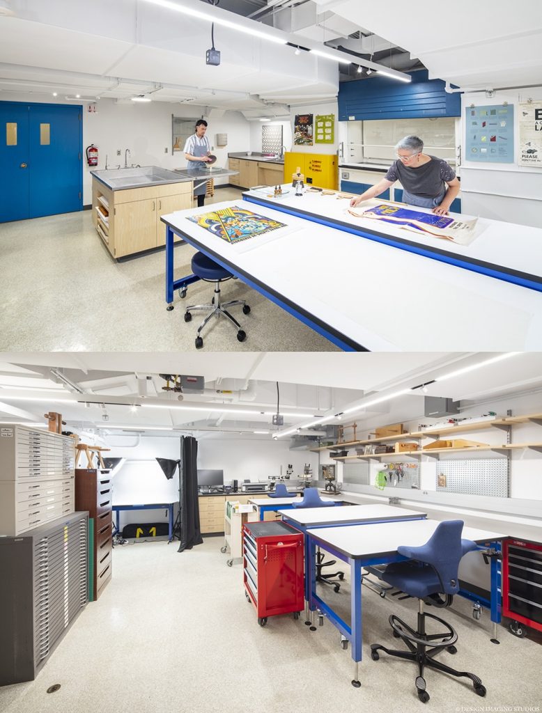 two images of the conservation lab