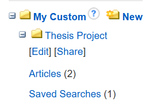 My Custom section of EBSCOhost account