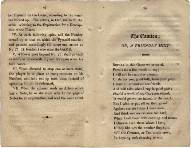 "The Noble Game of Elephant and Castle: or, Travelling in Asia" booklet p. VI-VII
