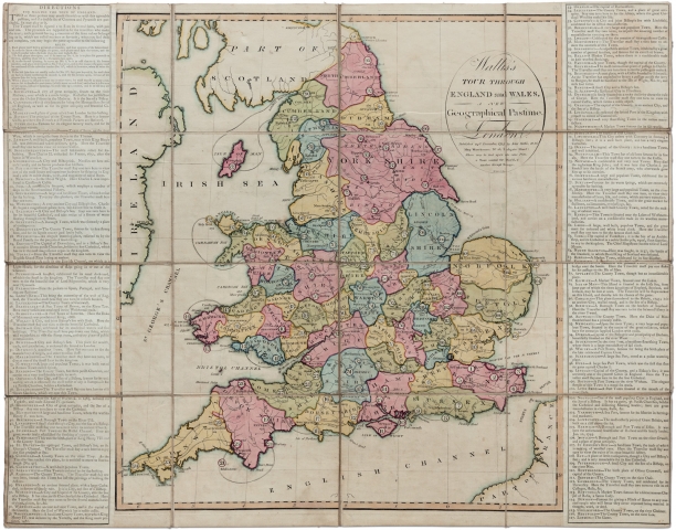 Just looks like an old map of the countries. Counties are outlined, and everything is colored. Instructions at right and left of image.
