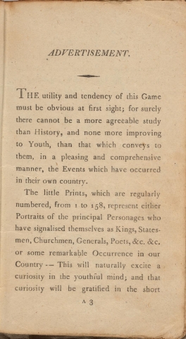 advertisement for the Historical Pastime
