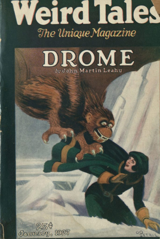 Fig. 3a. <em>Weird Tales</em> magazine cover. January 1927. “The Horror at Red Hook” was first published in the January 1927 issue of <em>Weird Tales</em>.