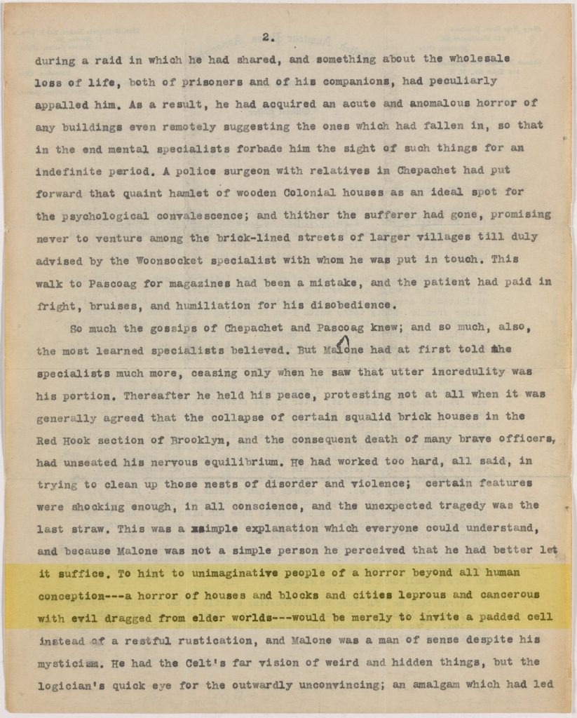 Fig. 3bii. H. P. Lovecraft. “The Horror at Red Hook.” Page 3.