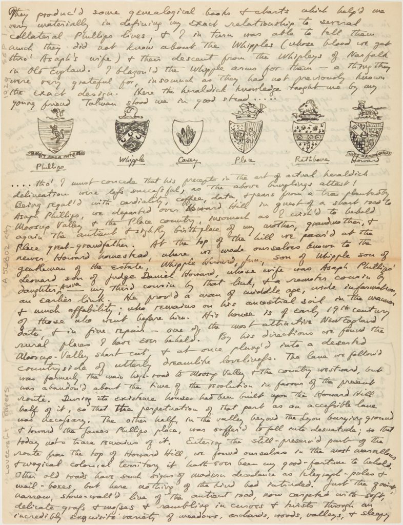 Fig. 1eii. Letter from H. P. Lovecraft to Maurice W. Moe, September 1, 1929. Brown University Library, Special Collections.