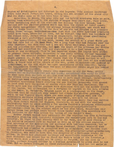 4cii. H. P. Lovecraft. “Facts Concerning the Late Arthur Jermyn & His Family.” [n.d.; c. 1922–23] Page 7. This typescript corresponds closely to the <em>Weird Tales</em> version of the story, published in its April 1924 issue.