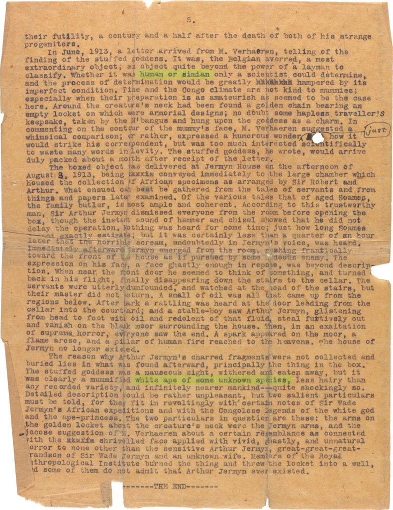 4ci. H. P. Lovecraft. “Facts Concerning the Late Arthur Jermyn & His Family.” [n.d.; c. 1922–23] Page 1.