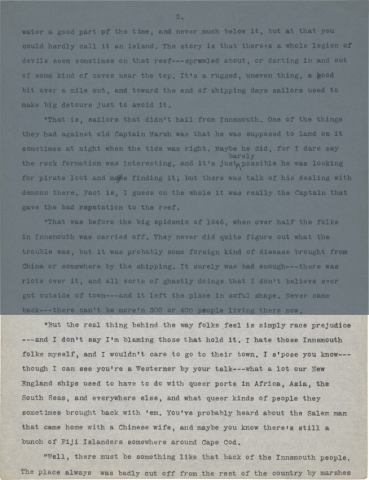 Fig 4dii. H. P. Lovecraft. “The Shadow Over Innsmouth.” Typescript prepared by Jan. 1932. Page 11.