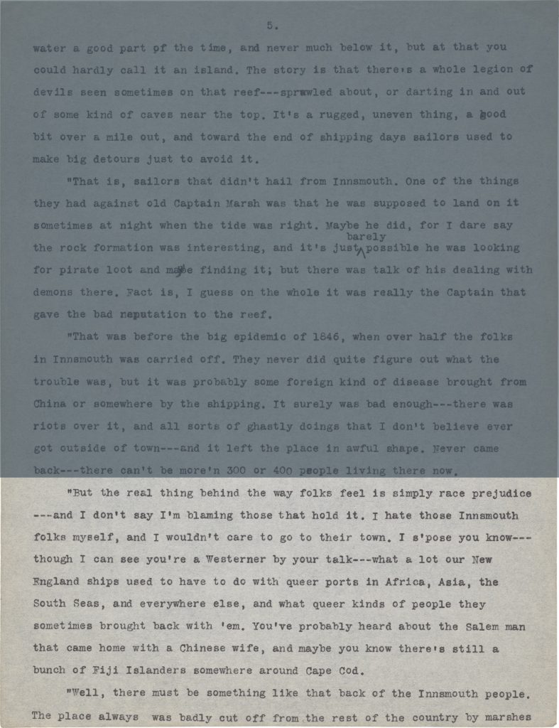 Fig 4dii. H. P. Lovecraft. “The Shadow Over Innsmouth.” Typescript prepared by Jan. 1932. Page 11.
