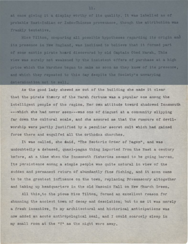 Fig. 4div. H. P. Lovecraft. “The Shadow Over Innsmouth.” Typescript prepared by Jan. 1932. Page 23.