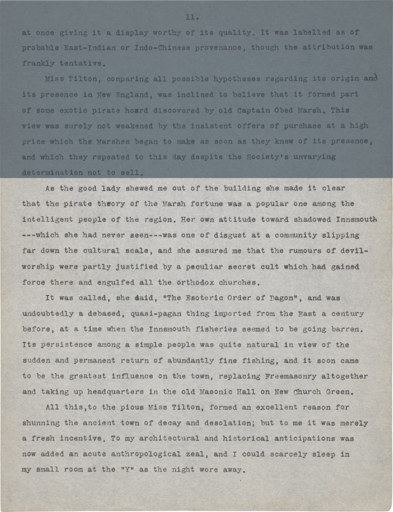 Fig. 4div. H. P. Lovecraft. “The Shadow Over Innsmouth.” Typescript prepared by Jan. 1932. Page 23.