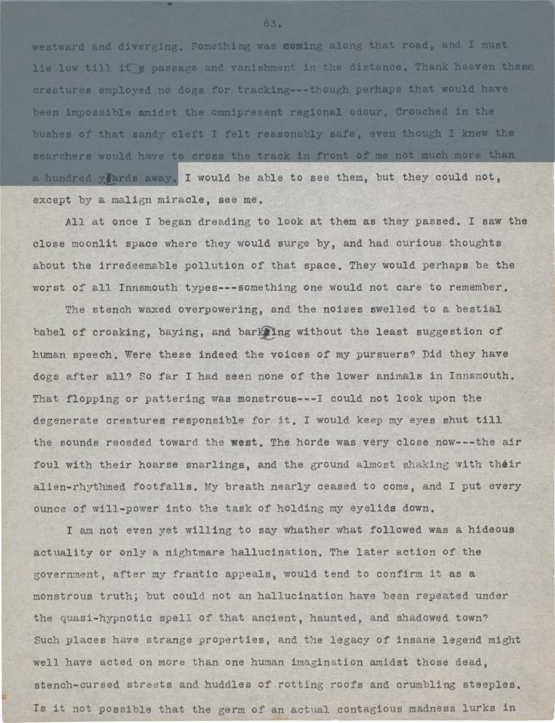 Fig. 4dv. H. P. Lovecraft. “The Shadow Over Innsmouth.” Typescript prepared by Jan. 1932. Page 127.