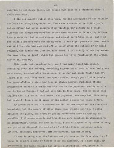 Fig. 4dvi. H. P. Lovecraft. “The Shadow Over Innsmouth.” Typescript prepared by Jan. 1932. Page 137.