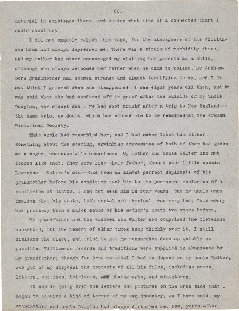 Fig. 4dvi. H. P. Lovecraft. “The Shadow Over Innsmouth.” Typescript prepared by Jan. 1932. Page 137.