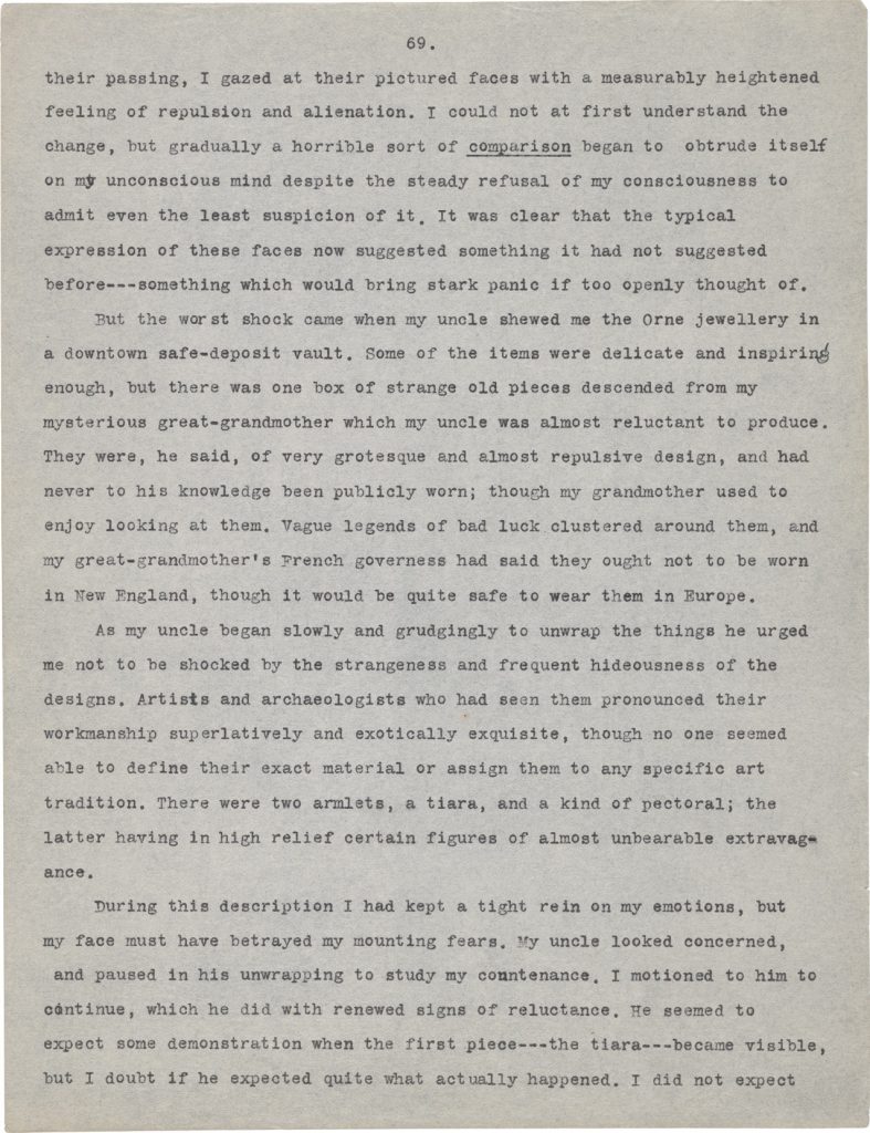 Fig. 4dvii. H. P. Lovecraft. “The Shadow Over Innsmouth.” Typescript prepared by Jan. 1932. Page 139.