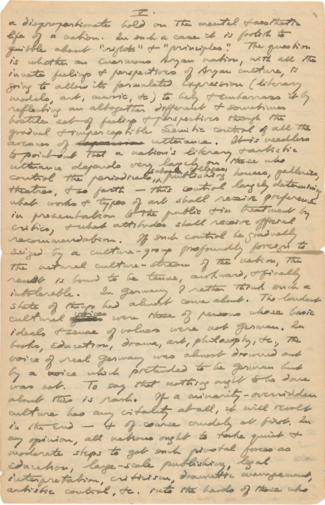 Fig. 2dii. H. P. Lovecraft. Lovecraft, Howard P. to Shea, J. Vernon, May 29th, 1933. Page 9.