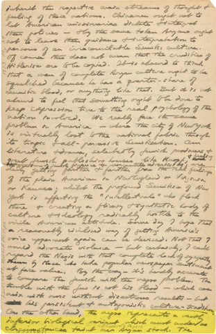 Fig. 2diii. H. P. Lovecraft. Lovecraft, Howard P. to Shea, J. Vernon, May 29th, 1933. Page 10.