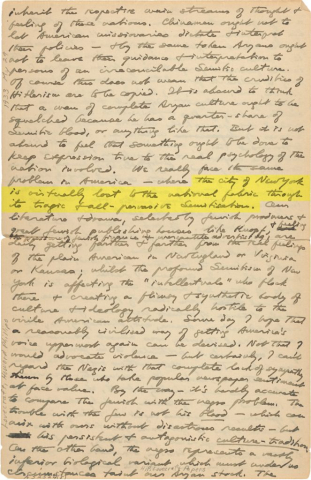 Fig. 2diii. H. P. Lovecraft. Lovecraft, Howard P. to Shea, J. Vernon, May 29th, 1933. Page 10.