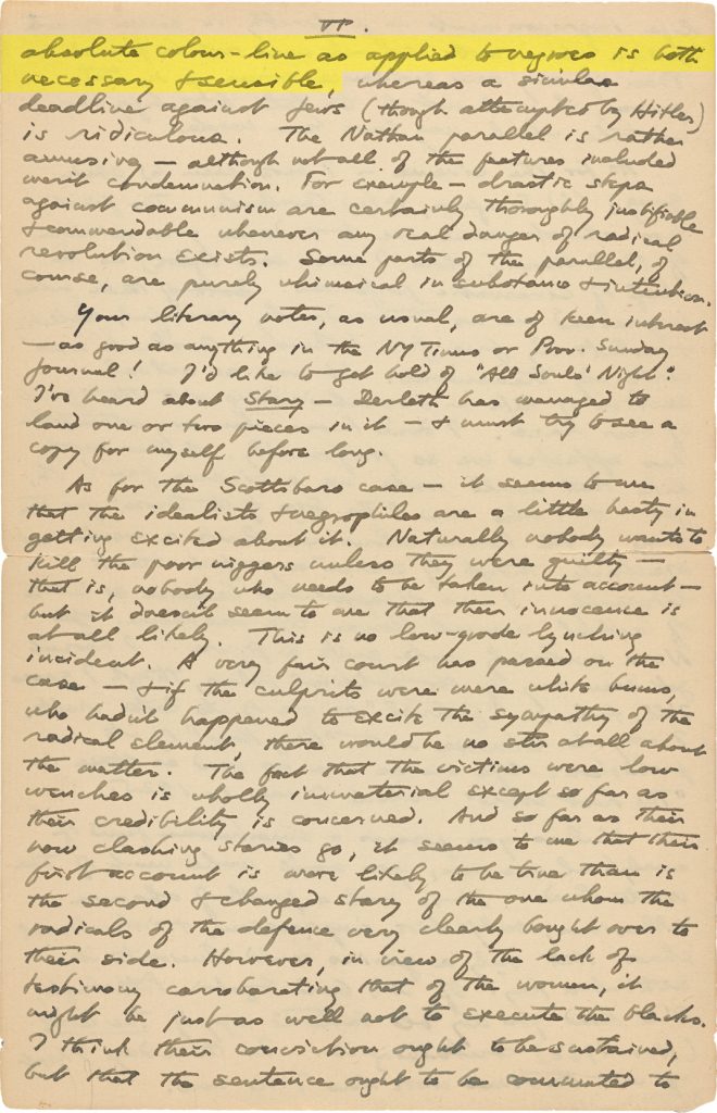 Fig. 2div. H. P. Lovecraft. Lovecraft, Howard P. to Shea, J. Vernon, May 29th, 1933. Page 11.