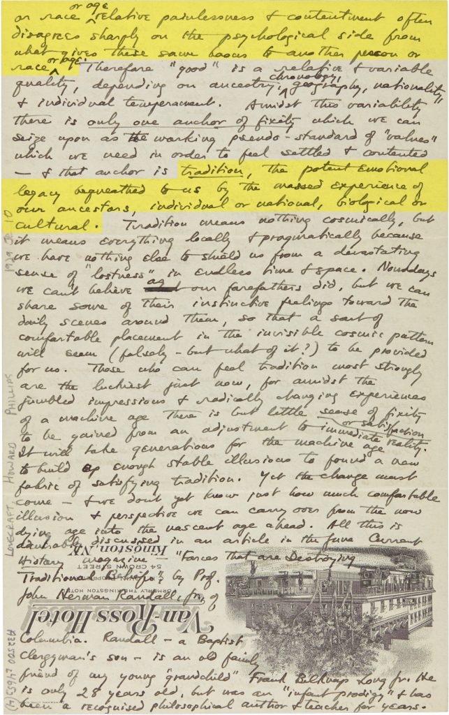 Fig. 1biii. Letter from H. P. Lovecraft to Elizabeth Toldridge, June 10, 1929. Brown University Library, Special Collections.