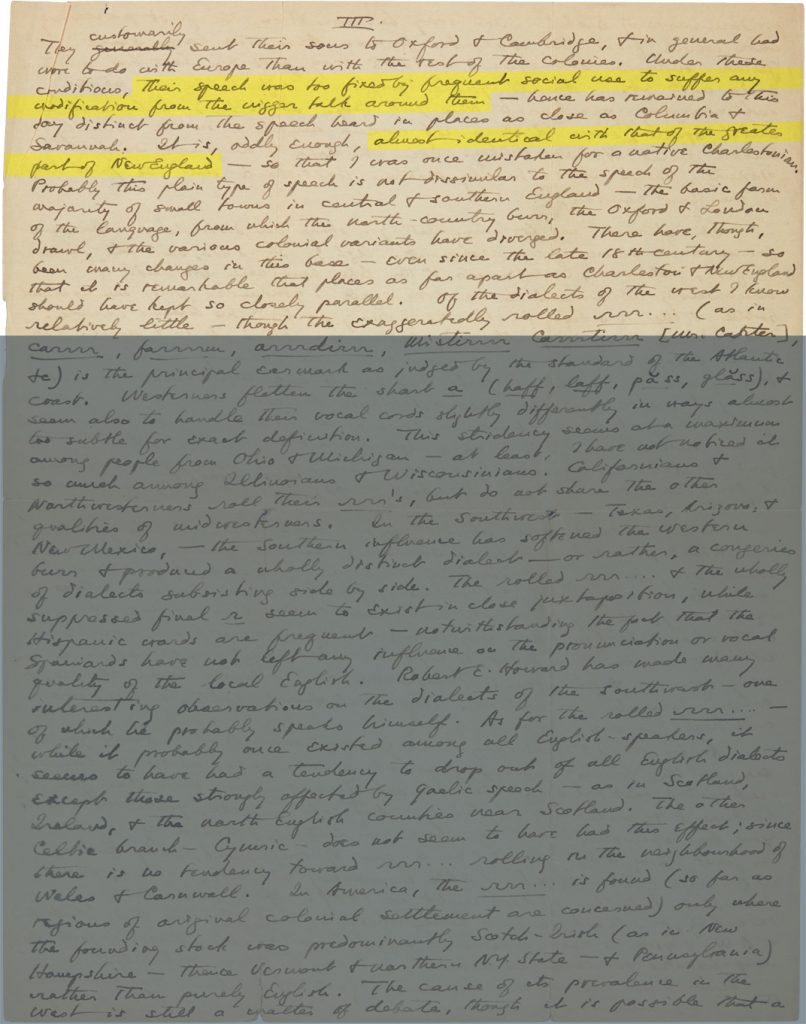 Fig. 2bii. Letter from H. P. Lovecraft to Vernon J. Shea, dated Friday, envelope postmarked Oct [?] 1931. Brown University Library, Special Collections.
