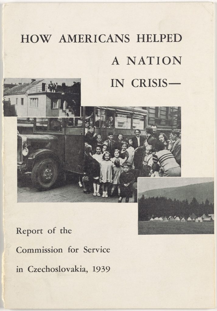 Cover of report titled "How Americans Helped A Nation in Crisis - Report of the Commission for Service in Czechoslovakia, 1939"
