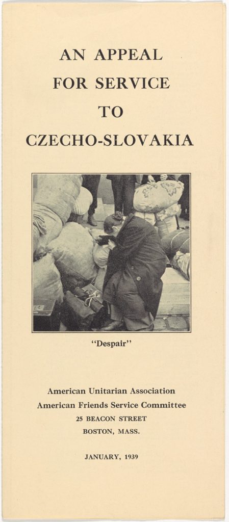 Cover of pamphlet entitled "An Appeal for Service to Czecho-Slovakia"