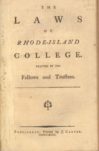 The Laws of Rhode Island College, Title Page
