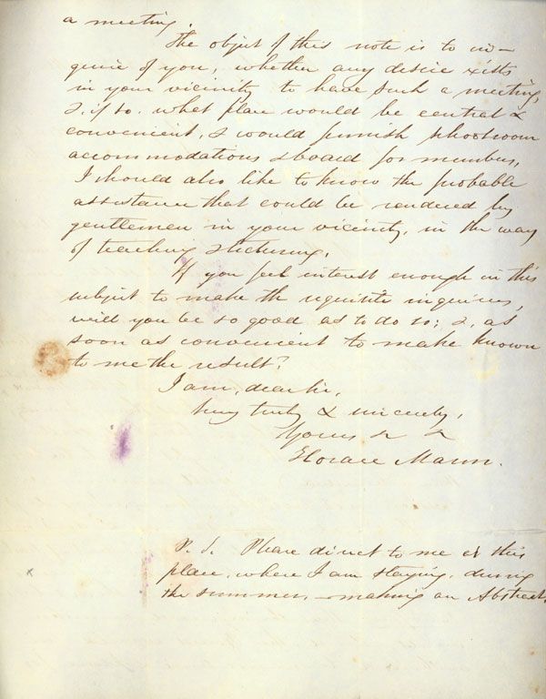 Horace Mann letter to E.B. Wilson, 1846