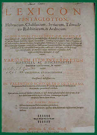 Schindler's Lexicon, 

Third Edition, 1653