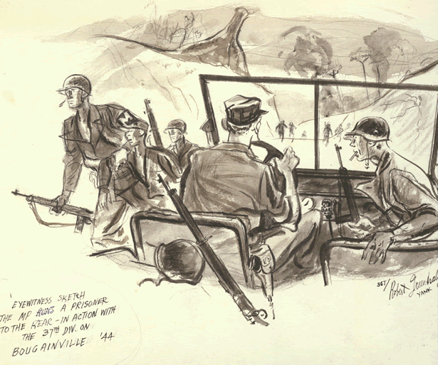 Taking Japanese prisoner to the rear on Bougainville