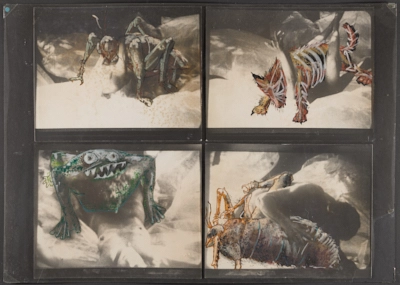 Collage de fotografías que documentan la producción de la película experimental *ORG*