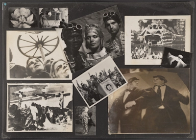 Collage de fotografías que documentan la producción de la película experimental *ORG*