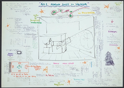 Diseño original creado para la instalación de *Fernando Birri: Ars Magna Lucis et Umbrae*