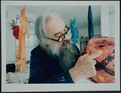 Fotografías de la instalación y la performance de Fernando Birri: Ars Magna Lucis et Umbrae. European Media Art Festival, 1992.