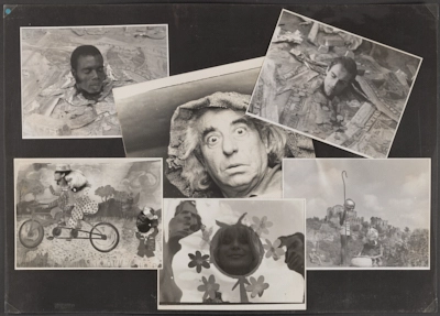 Collage of photographs documenting the production of the experimental film *ORG*