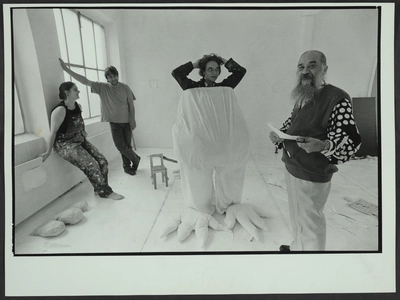 Photos of the installation and performance of Fernando Birri: Ars Magna Lucis et Umbrae. European Media Art Festival, 1992.