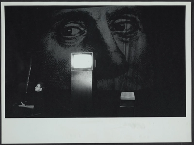 Photos of the installation and performance of Fernando Birri: Ars Magna Lucis et Umbrae. European Media Art Festival, 1992.