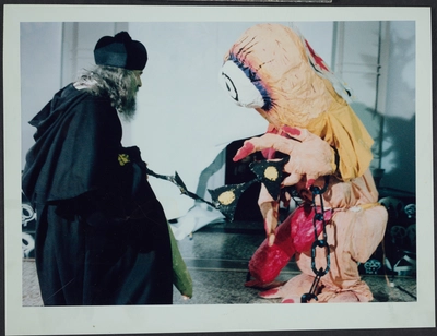 Photos of the installation and performance of Fernando Birri: Ars Magna Lucis et Umbrae. European Media Art Festival, 1992.