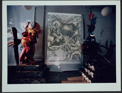 Photos of the installation and performance of Fernando Birri: Ars Magna Lucis et Umbrae. European Media Art Festival, 1992.