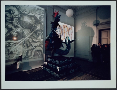 Photos of the installation and performance of Fernando Birri: Ars Magna Lucis et Umbrae. European Media Art Festival, 1992.