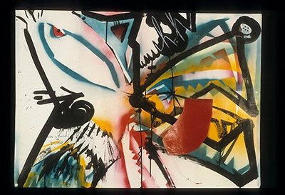 Slides from L’Occhio, Il Lupo, La Luna Nell’Imbuto Cosmico [The Eye, the Wolf, the Moon in the Cosmic Funnel]. Serie Fotoglifos [Photoglyphs Series]