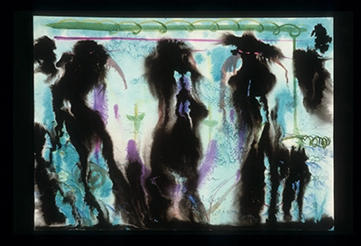 Slides from L’Occhio, Il Lupo, La Luna Nell’Imbuto Cosmico [The Eye, the Wolf, the Moon in the Cosmic Funnel]. Serie Fotoglifos [Photoglyphs Series]