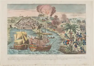 French armies and navy assaulting the port of Algiers