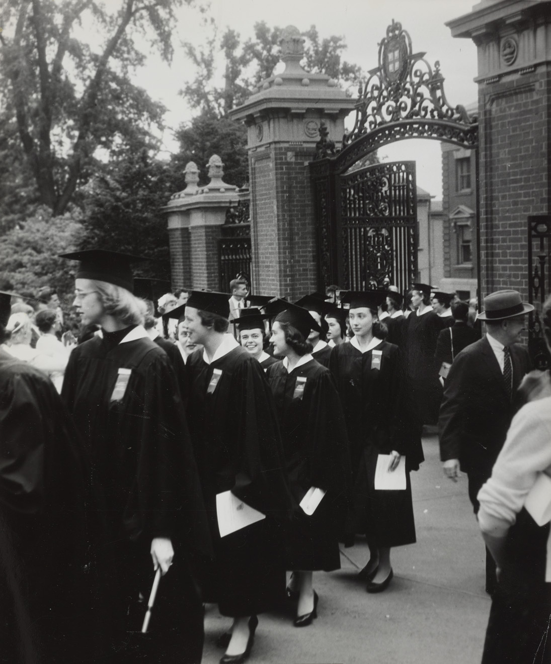 'The March Down the Hill.' Pembroke Graduation, 1950s.