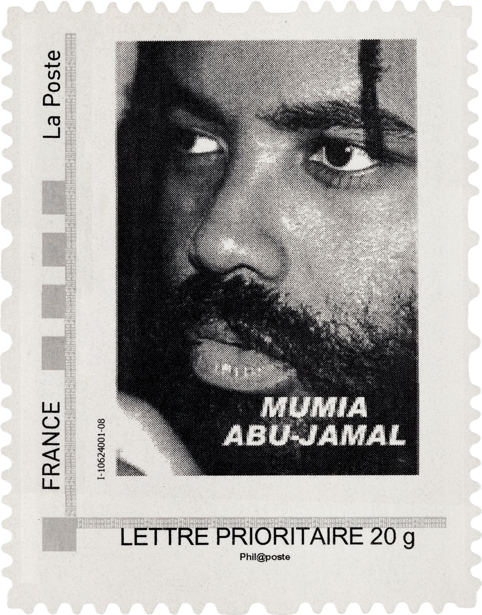 Mumia Abu-Jamal stamp, c. 2008. French Postal Service.