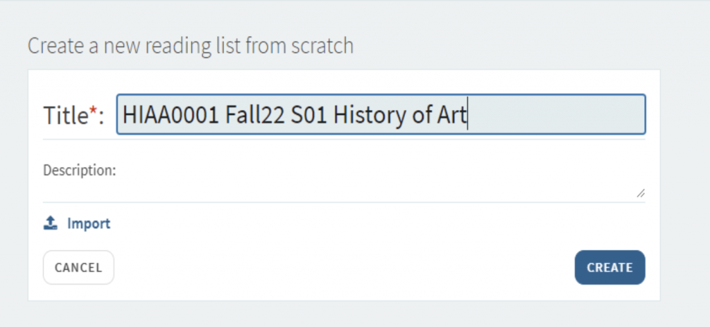 new reading list title example